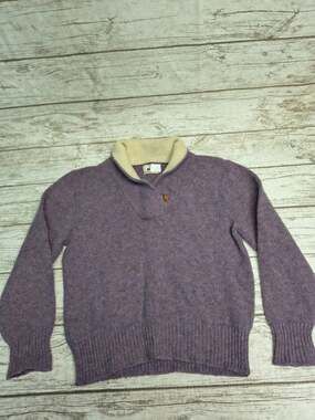 Vintage EMS Purple Wool Blend Henley Collar Sweater Women Medium